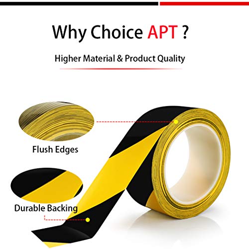 APT Premium Durable Black & Yellow Striped Safety Marking Tape (42 Rolls of 2" x 99Ft) Hazard Caution& Warning, Social Distancing, Warehouse & Gym Floor - color: Yellow / Black, size: 2 Inch, 42 Rolls