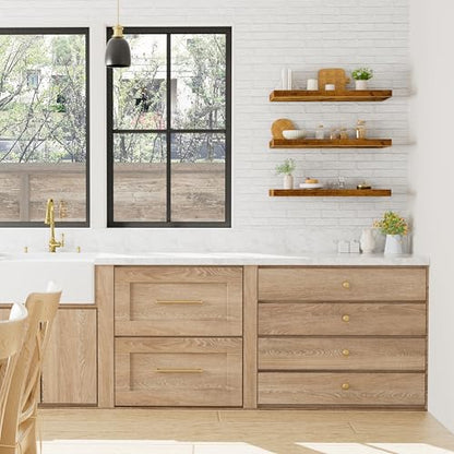 QEEIG 10" Deep Floating Shelves for Wall - 10 x 24 inch Book Shelf Bathroom Bedroom Kitchen Living Room Hanging Bookshelf Farmhouse Set of 3, Rustic Brown (025-60BN3) - color: A. Brown, size: 23.6" x 10"