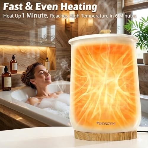 Luxury Bucket Towel Warmer for Bathroom, Large, Auto Shut Off | Large 20L capacity fits 2 oversized 40"x70" towels, 1-min rapid heating, auto shut-off safety, luxury spa experience at home