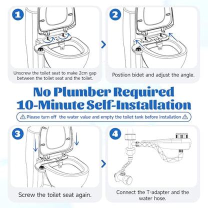 Bidet Attachment for Toilet Seat,Self-Cleaning Sprayer,Dual Nozzle Bidet with Adjustable Cold Water Pressure Control,Frontal & Rear Wash for the Elderly and Pregnant Women.Environmental Friendly Gift.