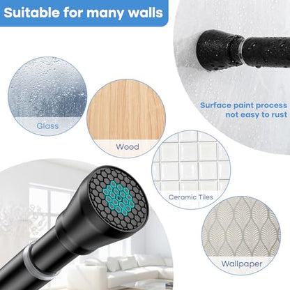 Shower Curtain Rod 45-77 Inch Black Shower Tension Rod Adjustable | Curtain Rod No Drilling Tension Curtain Shower Rods for Bathroom Windows - color: Black., size: 45" to 77"-1Pcs