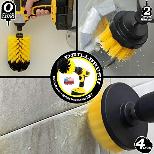 Drill Brush Yellow Bathroom Detailing Brush Set – Bathtub Shower Scrub Brush for Drill - Tile Grout Cleaning Tool - Shower Door Scrubber - Bath Tub Brush - House Cleaning Kit Spinning Scrub Brush - color: Yellow