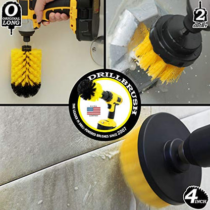 Drill Brush Yellow Bathroom Detailing Brush Set – Bathtub Shower Scrub Brush for Drill - Tile Grout Cleaning Tool - Shower Door Scrubber - Bath Tub Brush - House Cleaning Kit Spinning Scrub Brush - color: Yellow