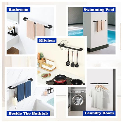 Alise Towel Bar for Bathroom,Black Towel Holder 24'' Towel Racks for Bathroom Wall Mount,SUS304 Stainless Steel Towel Rail Towel Hanger for Walls - size: 24 Inch