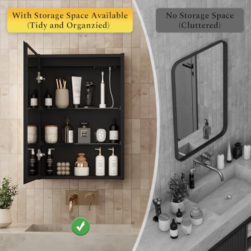 Spliceable Modular LED Lighted Bathroom Medicine Cabinet Mirror with Anti-Fog Aluminum Frame, Adjustable Lighting, Built-in Sockets & USB Ports – Wall Mounted (Left Hinge, 28" L x 20" W) - color: 20"×28" Led Left Hinge Cabinet