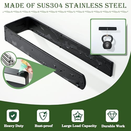 Alise Hand Towel Holder Self Adhesive Towel Bar for Bathroom,Matte Black | Towel Hanger for Bathroom,SUS304 Stainless Steel Towel Rack for Kitchen Under Sink Cabinet Wash Basin Side,No Drilling - color: Matte Black