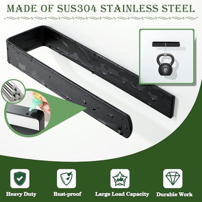 Alise Hand Towel Holder Self Adhesive Towel Bar for Bathroom,Matte Black | Towel Hanger for Bathroom,SUS304 Stainless Steel Towel Rack for Kitchen Under Sink Cabinet Wash Basin Side,No Drilling - color: Matte Black