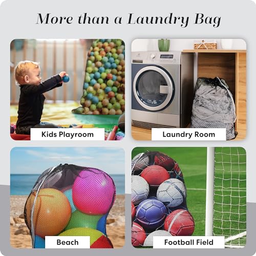Handy Laundry Mesh XL Laundry Bag - Durable, Machine Washable with Secure Drawstring Closure - Perfect for College Dorms, Laundromats, Apartments (Black, Large 24" x 36") | XL 24x36 Mesh Laundry Bag, Secure Drawstring, Heavy Duty, Machine Washable, for De