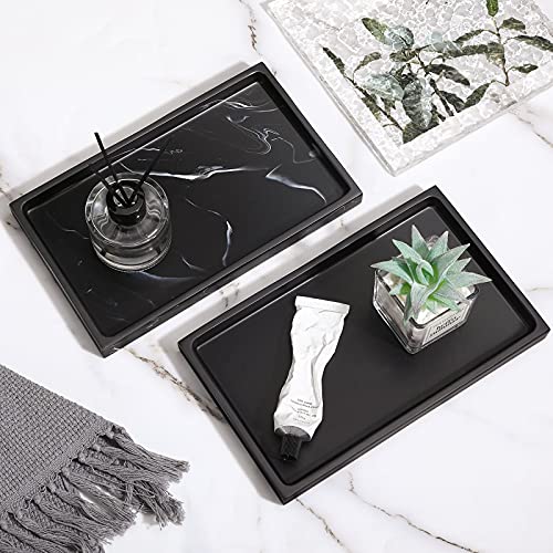 Luxspire Resin Bathroom Vanity Tray Countertop Organizer, M, Matte Black | 10 x 6 inch, non-slip waterproof resin, easy wipe clean, fits bath kitchen vanity, holds jewelry toiletries soap - color: Black, size: M