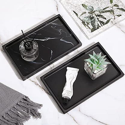 Luxspire Resin Bathroom Vanity Tray Countertop Organizer, M, Matte Black | 10 x 6 inch, non-slip waterproof resin, easy wipe clean, fits bath kitchen vanity, holds jewelry toiletries soap - color: Black, size: M