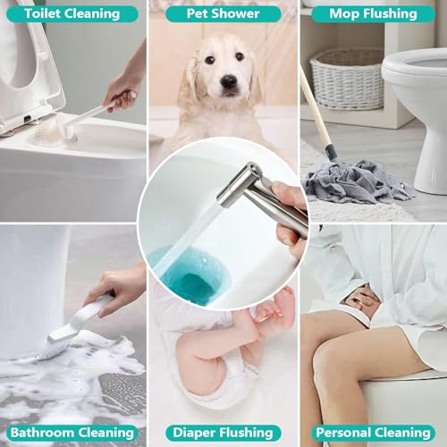 BARROCK Bidet Sprayer for Toilet, Handheld Jet Spray for Existing Toilets with Bidet Hose, Adjustable Water Pressure Muslim Shower, Stainless Steel Cloth Diaper/Feminine Wash Sprayer Brushed Nickel - color: Brushed Nickel