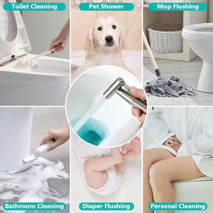 BARROCK Bidet Sprayer for Toilet, Handheld Jet Spray for Existing Toilets with Bidet Hose, Adjustable Water Pressure Muslim Shower, Stainless Steel Cloth Diaper/Feminine Wash Sprayer Brushed Nickel - color: Brushed Nickel