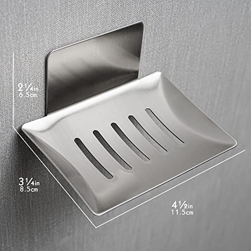 Soap Dish for Shower Wall, Stainless Steel Adhesive Soap Holder for Bathroom, 5 Slot Sponge Holder for Kitchen Sink, Bar Soap Tray with Drain Silver - color: Silver 1pack