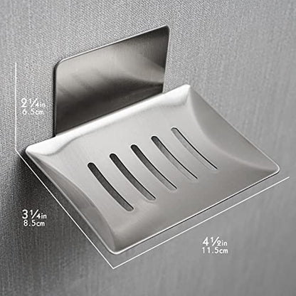 Soap Dish for Shower Wall, Stainless Steel Adhesive Soap Holder for Bathroom, 5 Slot Sponge Holder for Kitchen Sink, Bar Soap Tray with Drain Silver - color: Silver 1pack