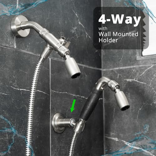 High Sierra® - Solid Lead-Free Metal 4-Way Combo CLASSIC™ Fixed and Handheld Shower Head with Hose. Run Separately or Both at Full Flow - 1.25 GPM per Shower Head - Chrome Finish - color: Chrome, size: 1.25 GPM