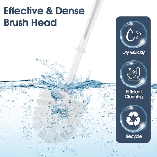 12 Sets Toilet Brushes and Holders Set White Toilet Bowl Brushes for Bathroom Scrub with Plastic Holders for Bathroom Cleaning Accessories