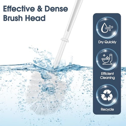12 Sets Toilet Brushes and Holders Set White Toilet Bowl Brushes for Bathroom Scrub with Plastic Holders for Bathroom Cleaning Accessories