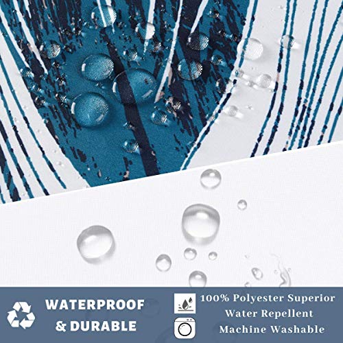 Long 71x79 Fabric No Hooks Shower Curtain with Polyester Snap-in Liner –100% Waterproof Machine Washable Top See Through Mesh Window Blue - color: Feather, size: 71"W x 79"L (Pack of 1)