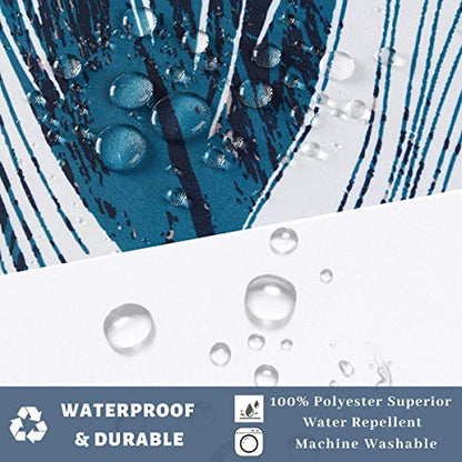 Long 71x79 Fabric No Hooks Shower Curtain with Polyester Snap-in Liner –100% Waterproof Machine Washable Top See Through Mesh Window Blue - color: Feather, size: 71"W x 79"L (Pack of 1)