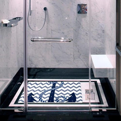 Bathtub Mat Non Slip 26.8x15.1 Inch, Anchor Zigzag Shower Mat with Suction Cups and Drain Holes, Machine Washable Shower Mats for Inside Shower - color: Multi 5