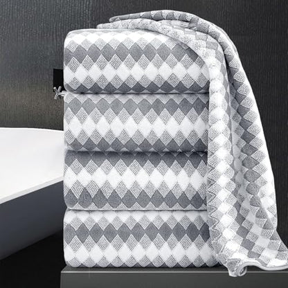 Bath Towel Set Gray 4Pack-35x70 Towel,600GSM Ultra Soft Microfibers Bathroom Towel Set Extra Large Plush Bath Sheet Towel,Highly Absorbent Quick Dry Oversized Towels Spa Hotel Luxury Shower Towels - color: Diamond Gray, size: 4 Piece Bath Towel Set