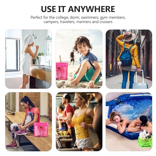 Hommtina 2 Pcs Shower Mesh Caddy Bag Quick Dry Hanging Toiletry and Bath Organizer for Travel and Swimming with Zipper (Roes-Green) - color: Roes-Green