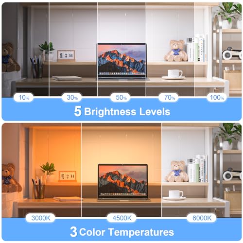 WILLED 3W Dimmable Mirror Lights,3 Colors Adjustable Wall Light with 120 LED,Touch Control,2000mAh Rechargeable Battery Makeup Light, Magnetic Stick Light Bar for Cabinet,Kitchen,Closet,Bedside,Desk
