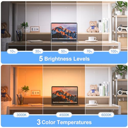 WILLED 3W Dimmable Mirror Lights,3 Colors Adjustable Wall Light with 120 LED,Touch Control,2000mAh Rechargeable Battery Makeup Light, Magnetic Stick Light Bar for Cabinet,Kitchen,Closet,Bedside,Desk
