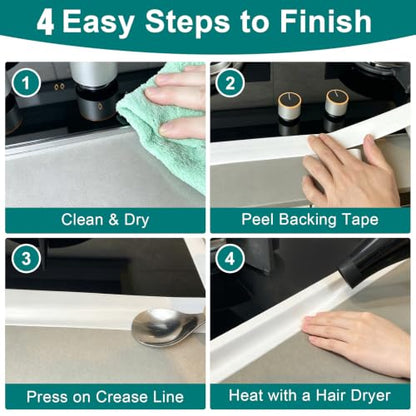 TOUSEA White 1.5"x10.5ft Self Adhesive Caulk Strip for Toilet, Tub, Kitchen | White or Clear Sealing Tape for Toilet, Tub, Sink, Bath Peel and Stick Backsplash - Renter Friendly, Easy Install - style: White-1.5IN-10.5FT-N01