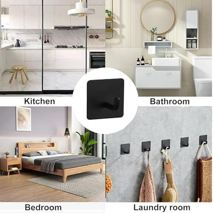 5 Pcs Adhesive Hooks Waterproof in Shower Hooks for Hanging Loofah, Towels, Clothes, Robes for Bathroom(Black Square) - color: Black Square
