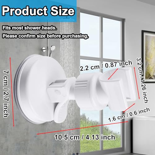 Adjustable Shower Head Holder,Suction Cup Wall Mount, ABS Plastic | Removable Handheld Shower Head Bracket,360 Swivel,Easy Install,Fits Most Shower Heads,Suitable for Smooth Surfaces,White - style: Adjustable, White