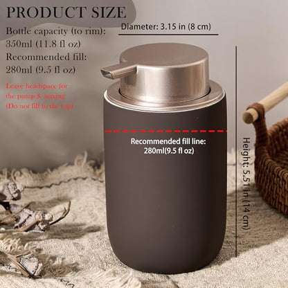 Foaming Soap Dispenser with Plastic Pump,12oz Foam Dispenser Bathroom,Kitchen Foam Soap Dispenser,Brown Hand Soap Bottle(Rubber Paint& Ceramic) - color: Mocha Brown