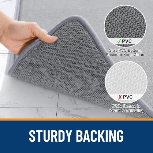 OLANLY Memory Foam Bath Mat 32x20, Super Soft Absorbent Bathroom Rugs, Quick Dry and Machine Washable Shower Floor Rugs, Bathmat Carpet, Bathroom Home Decor Accessories, Grey