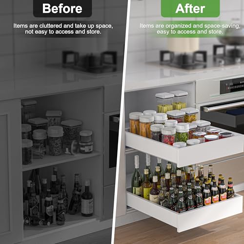 MyLifeUNIT Wood Pull Out Drawer for Cabinet Pre-Assembled, 18" W x 21" D | Soft Close, Full Extension Pull-Out Cabinet Organizer Shelf, Slide Out Drawer for Kitchen Cabinet, Easy Bottom Installation - size: 18"W x 21"D x 4.3"H