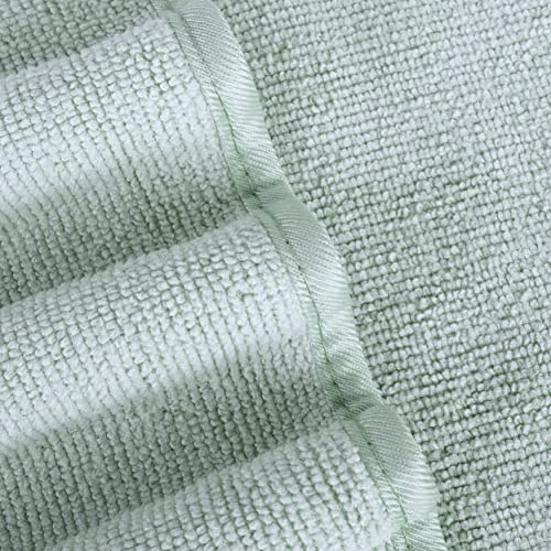 POLYTE 410 GSM Poly Blend Microfiber Quick Dry Bath Towel Set of 6 Pieces | 2-Body Towels, 2-Hand Towels, 2-Wash cloths, Oversize, Lint Free - color: Green