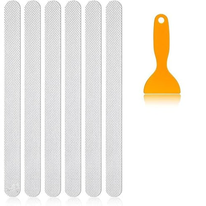 6 Pack Bathtub Non Slip Stickers, Anti Slip Shower Stickers Clear and Textured, Adhesive Safety Strips for Shower Floor and Tile, Strong Grip Decals with Scraper Tool for Bath Tub and Stairs