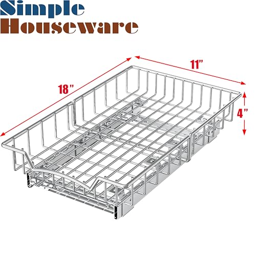 Simple Houseware Under Cabinet Pull Out Sliding Shelf Drawer, 18Dx11W | for Kitchen Organizer - size: 18" D x 11" W