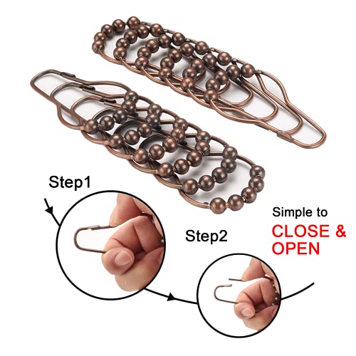 Shower Curtain Hooks Rings, Rustproof Metal Shower Curtain Rings for Bathroom Shower Rods Curtains - Set of 12, Bronze - color: Bronze