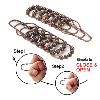 Shower Curtain Hooks Rings, Rustproof Metal Shower Curtain Rings for Bathroom Shower Rods Curtains - Set of 12, Bronze - color: Bronze