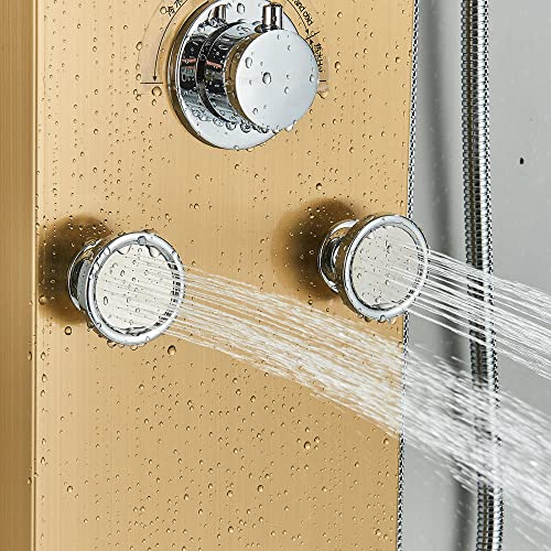 LED Rainproof and Waterfall Shower Panel Tower rain Massage System Body Jet Gold