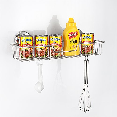 SANNO Suction Cup Shower Caddy Storage Combo Organizer, No Damage Bath Shelf Suction Cup Shower Basket,Rustproof Wire Bathroom Accessories - Rustproof Stainless Steel - color: stainless