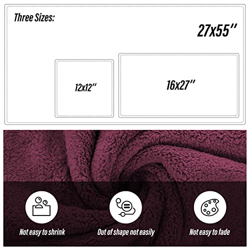 MOONQUEEN Ultra Soft Microfiber Coral Velvet Towel Set - Quick Drying, 2 Bath Towels, 2 Hand Towels, 2 Washcloths - Burgundy, 6 Pcs - color: Burgundy