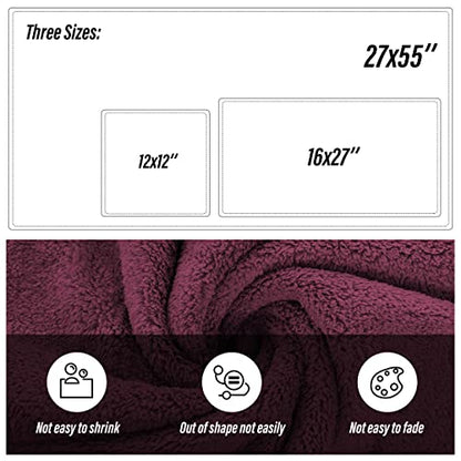 MOONQUEEN Ultra Soft Microfiber Coral Velvet Towel Set - Quick Drying, 2 Bath Towels, 2 Hand Towels, 2 Washcloths - Burgundy, 6 Pcs - color: Burgundy