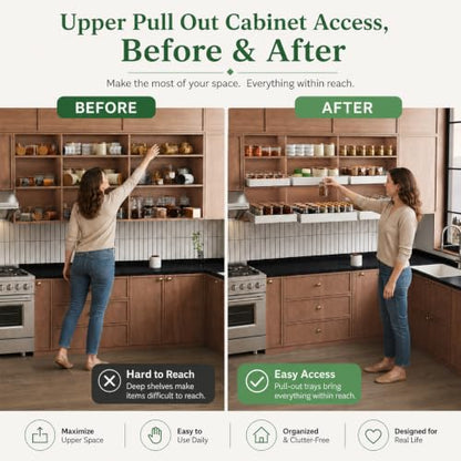 Fokyfok Pull out Cabinet Organizer,Expandable,Upper Cabinet,Kitchen | 11"–18"Wx10"–13"D,No Drill,Pull out Drawers,Cabinet Drawer Slide out,Roll out Shelves,Pantry,Bathroom,Adhesive,Adjustable,1PC - size: 11"-18"W X 10"-13"D