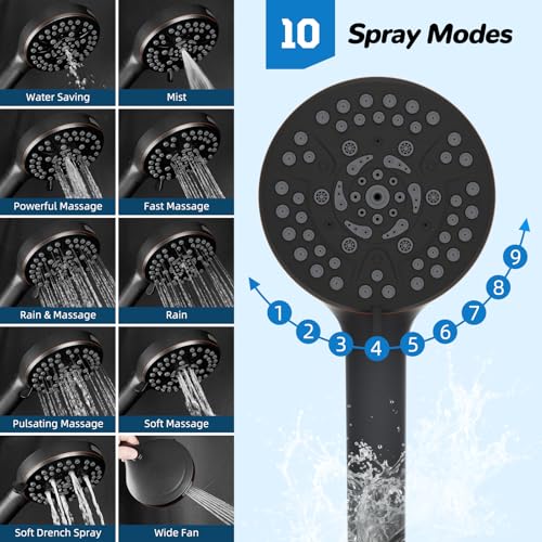 Hibbent cUPC Certified High Pressue 13'' Rainfall Shower Head with 5-Spray | Shower Heads with Handheld 10-Spray Combo, All Metal Easy Reach 4-way Diverter Arm, 71'' Hose & Holder, Oil-Rubbed Bronze - color: Oil Rubbed Bronze, style: Square 13"