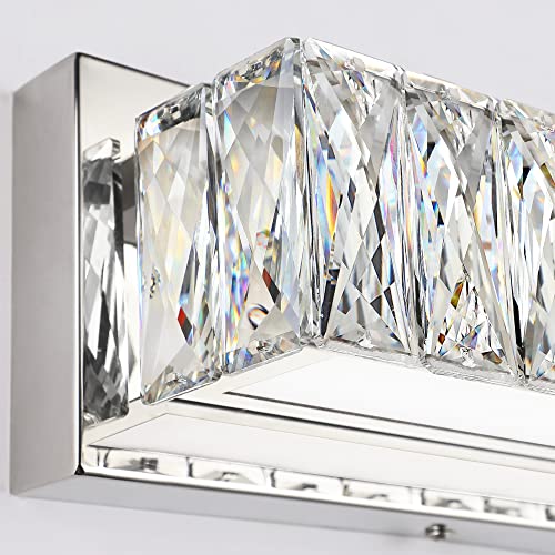 Modern Bathroom Light Fixtures Over Mirror 30 inch Crystal Chrome LED Vanity Light Bar White Light 6000K (7500-760mm) - color: Not Dimmable, size: 30 inch