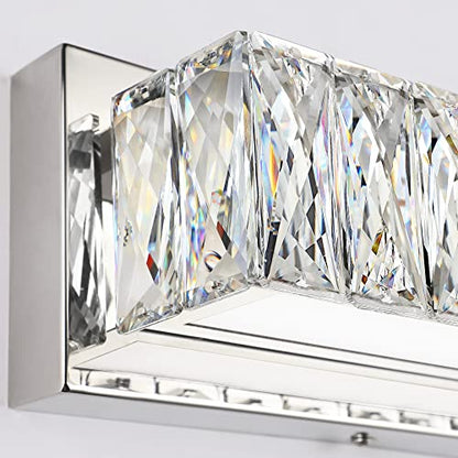 Modern Bathroom Light Fixtures Over Mirror 30 inch Crystal Chrome LED Vanity Light Bar White Light 6000K (7500-760mm) - color: Not Dimmable, size: 30 inch
