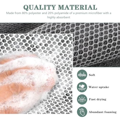 Dish Cloth for Washing Dishes Kitchen Washcloth Cleaning Cloth | 7.87x7.87inch 10pack Kitchen Towels Rags, Microfiber Cleaning Cloths, Wash Cloths with Poly Scour Side, Wholesale, Grey - color: Grey, size: 7.87inchx7.87inch 10pack