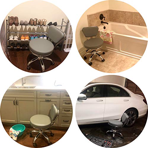 Dayton Garage Rolling Seat (Coffee) Pneumatic, Short Stool with Adjustable Height 13"-15", Perfect for Garage Task, Home Cleaning, Bathroom Short Seat, Technician Task - color: Coffee