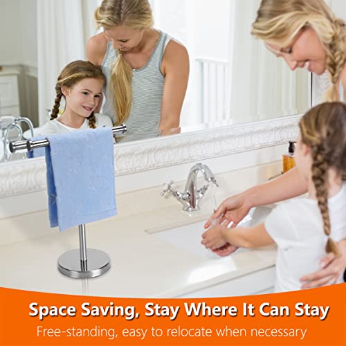 Kalitro Towel Rack Hand Towel Stand, Bathroom Hand Towel Holder Stand with Heavy Base, SUS304 Stainless Steel Brushed Nickel - color: Silver